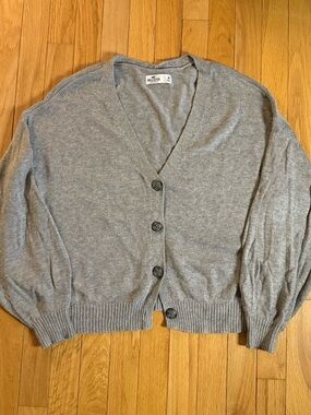 Hollister Gray V-Neck Button Front Cardigan